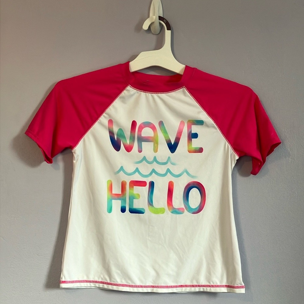 Girls wonder nation rash guard top Sz L 10-22